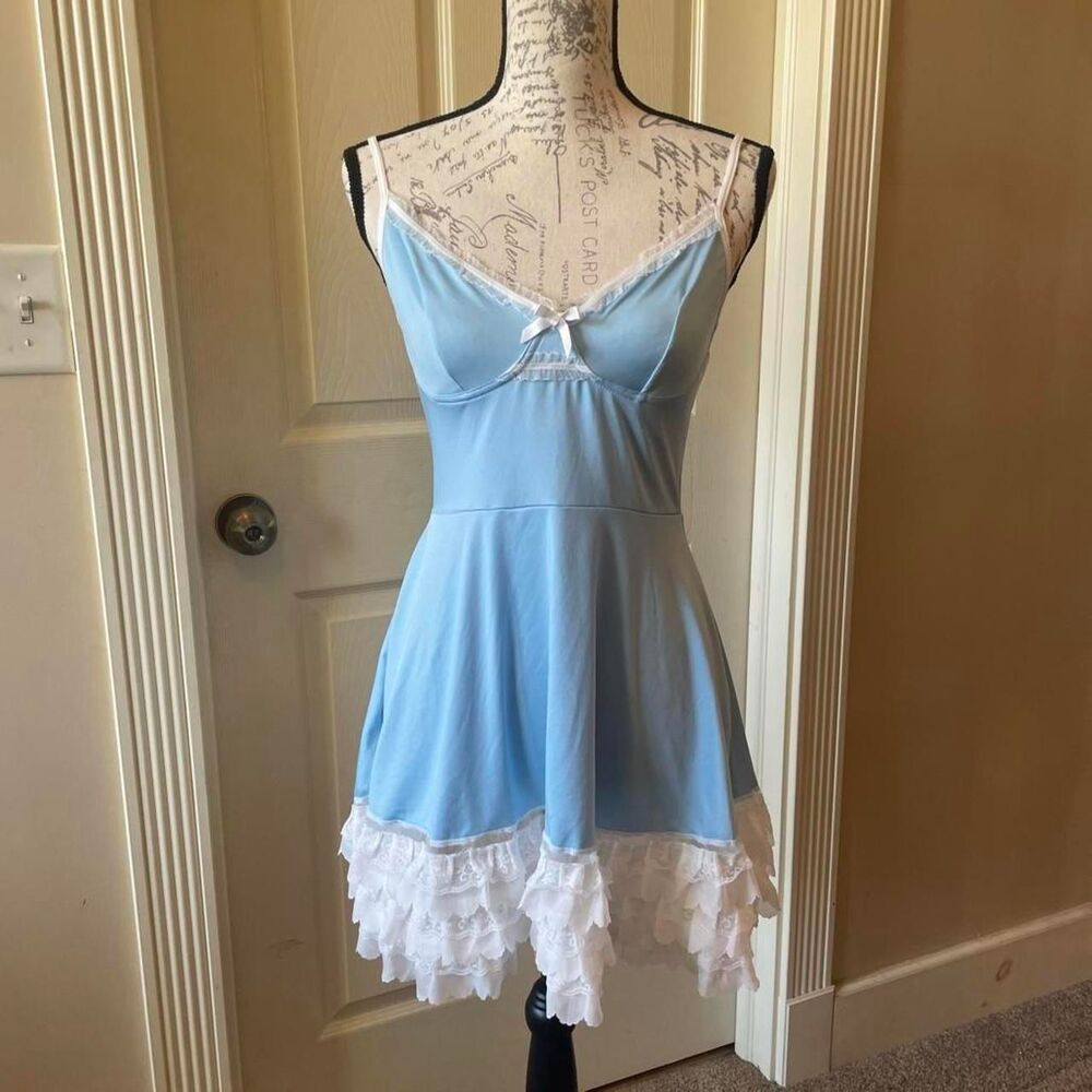 Unbranded Women's Blue and White Dress